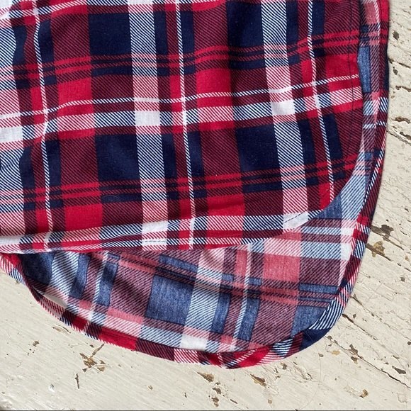 Rue 21 Long Tunic Red Flannel Shacket Shirt Convertible Sleeves - Picture 5 of 12